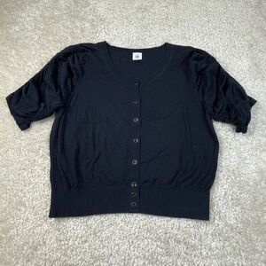 Cabi Core Cardigan Sweater Navy Blue Ruched Elbow